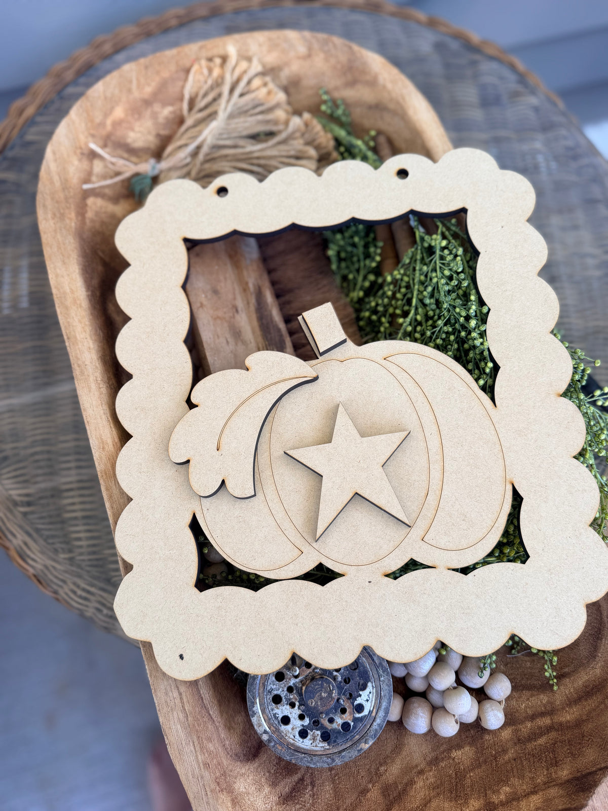 Wonky Scalloped Framed Pumpkin DIY Wood Kit 747
