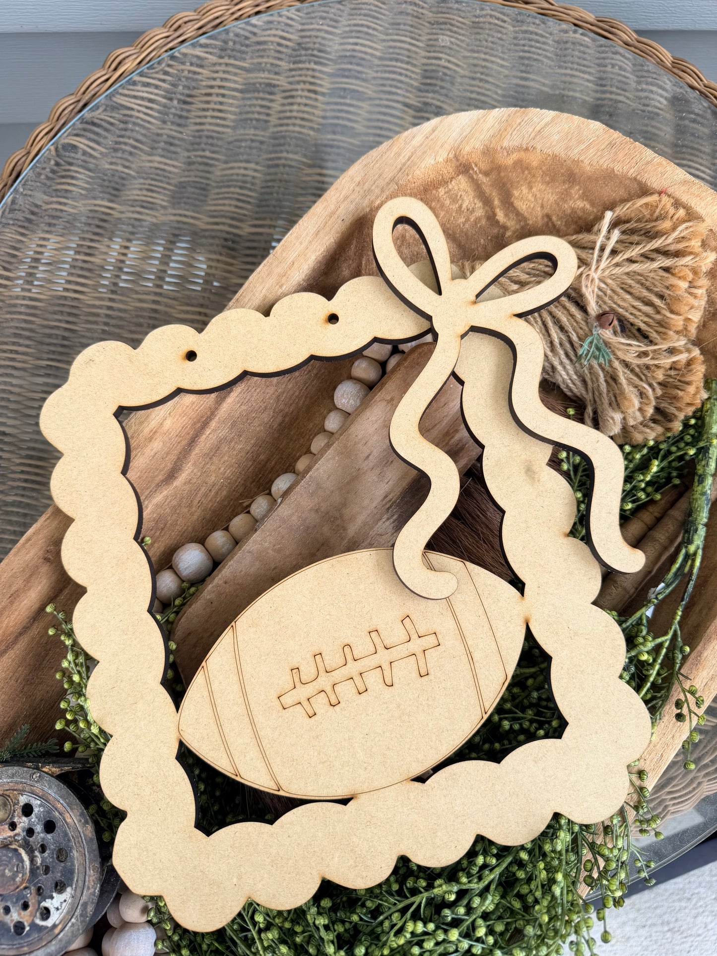 Wonky Scalloped Framed Football DIY Wood Kit 748