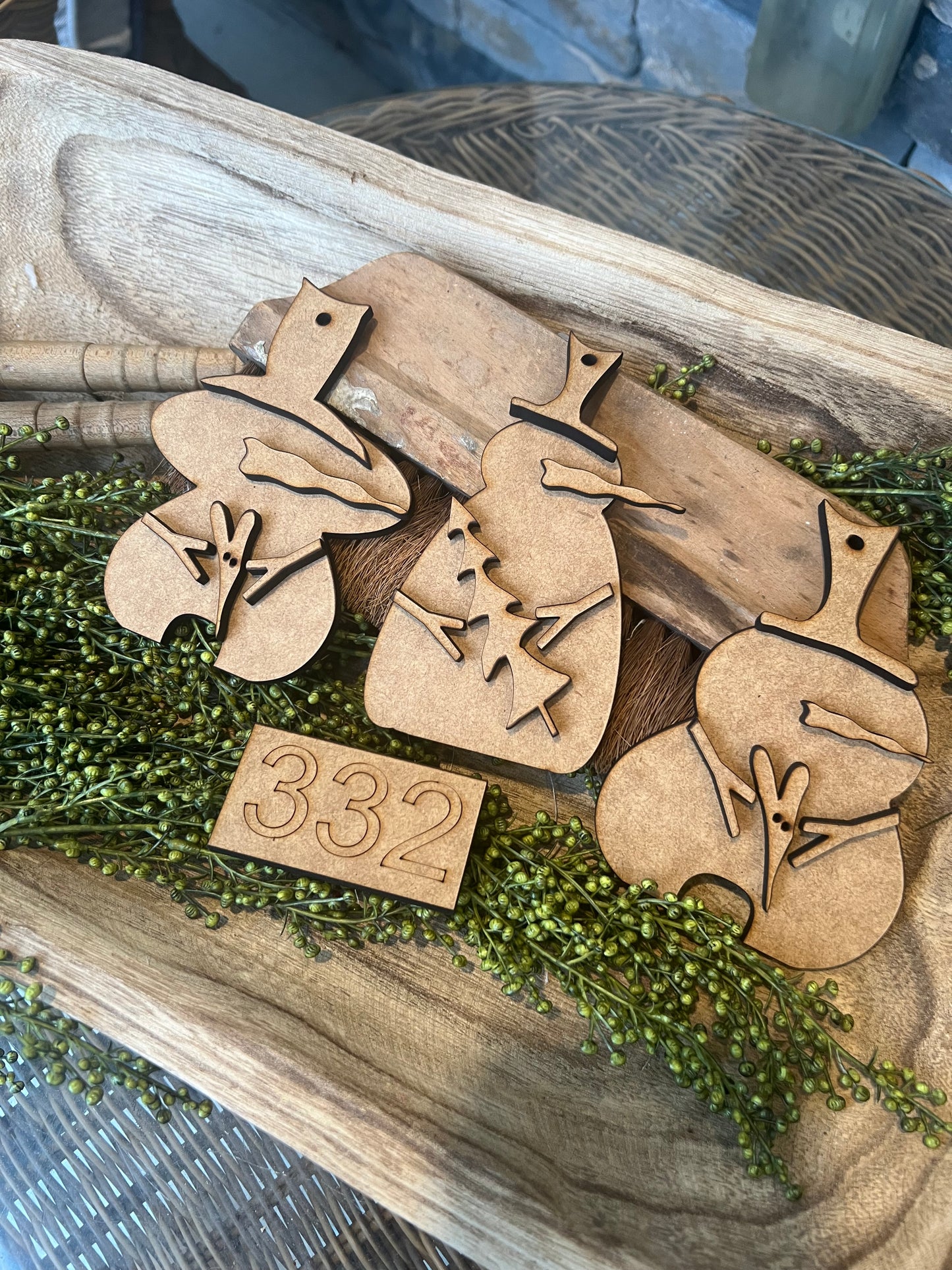 Wonky Snowman Ornament set (3 pieces ) #332