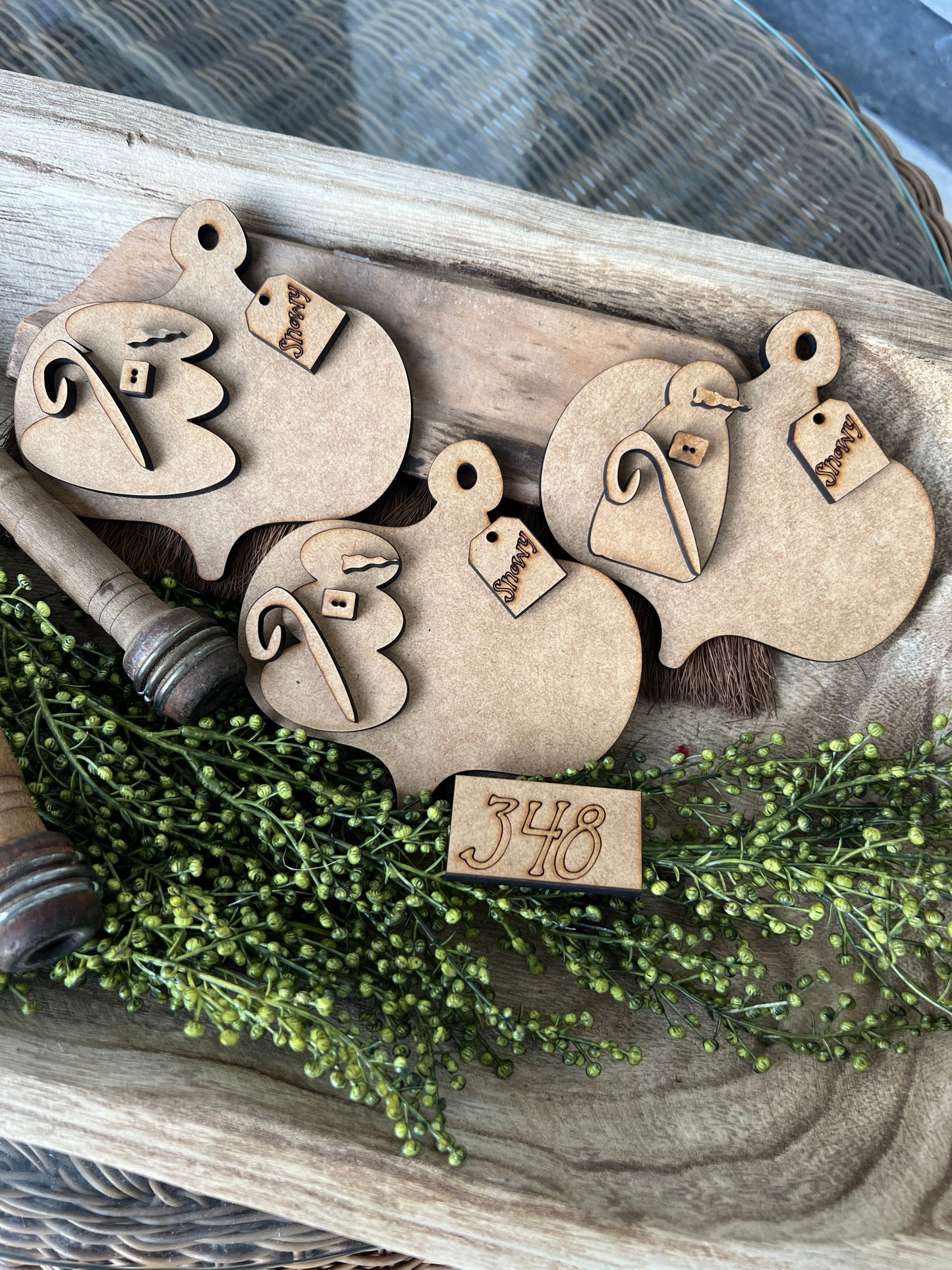 Wonky Snowman With Vintage Ornament set (3 pieces ) #348