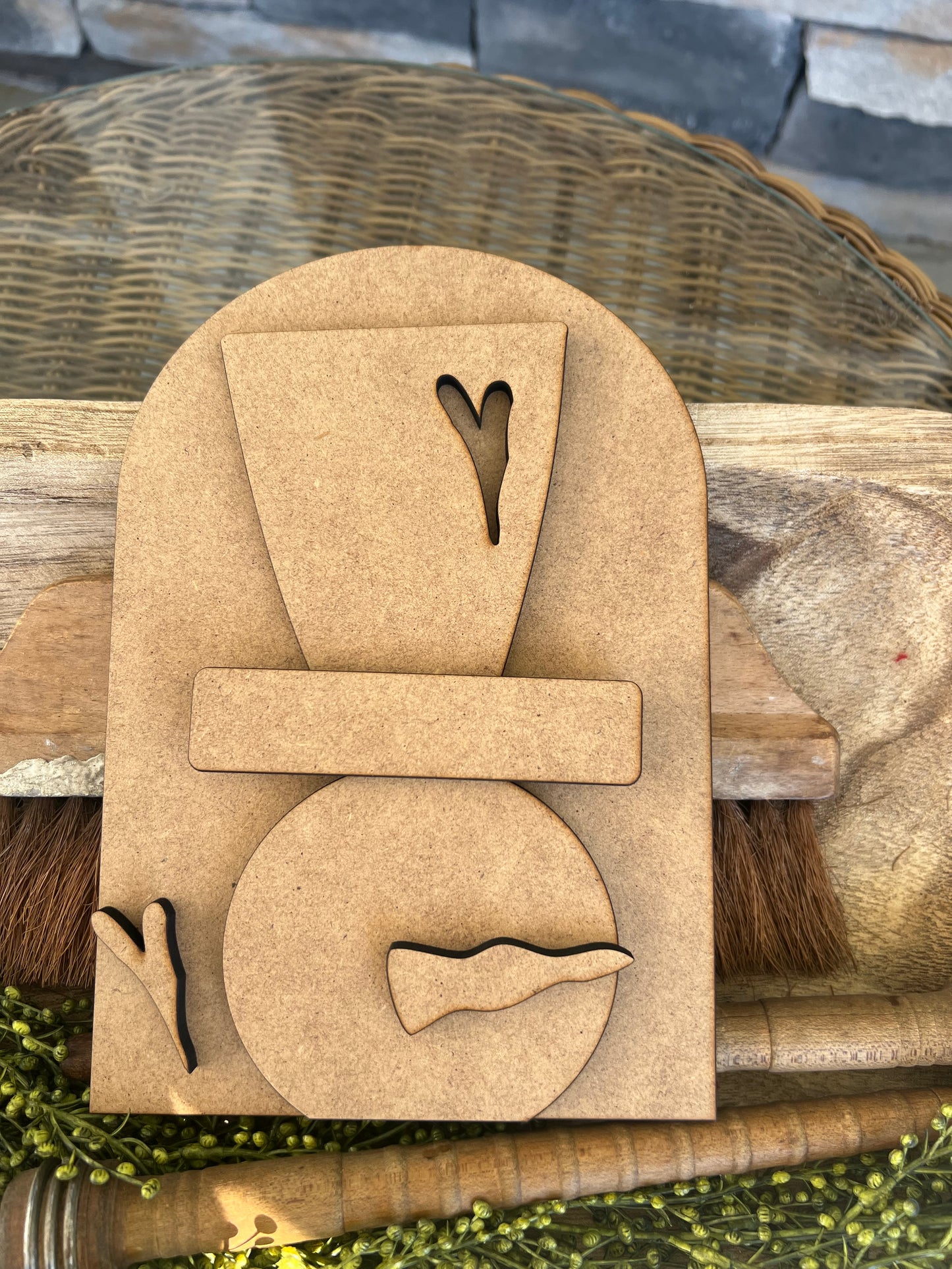 Rustic Snowman With Heart Cutout Hat Frame INSERT ONLY #360