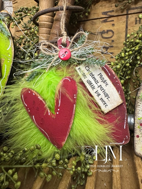 Cloche Breadboard 4” Heart ornament set 3-pack #263
