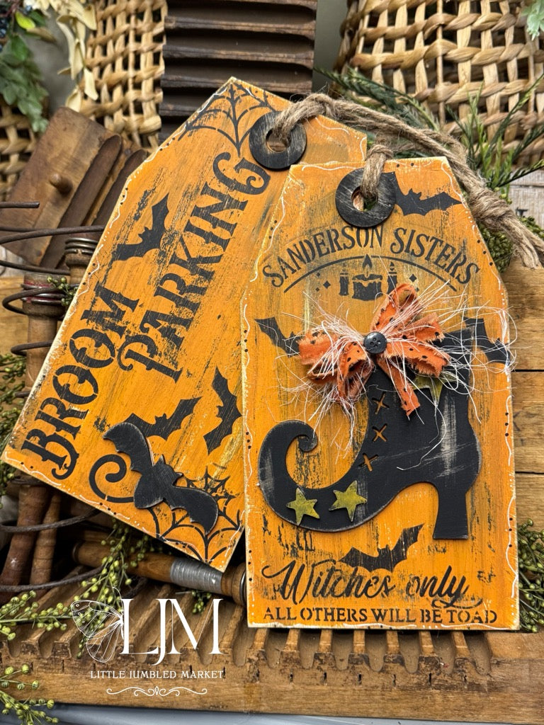 Tattered and Jumbled Witch Boot Tags #270 LARGE 6.1” x 10.5”