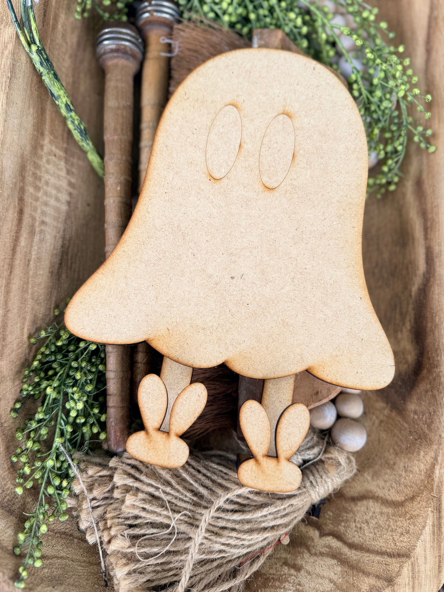 Wonky Whimsical Ghost Character with Slippers Shelf Leaner 621