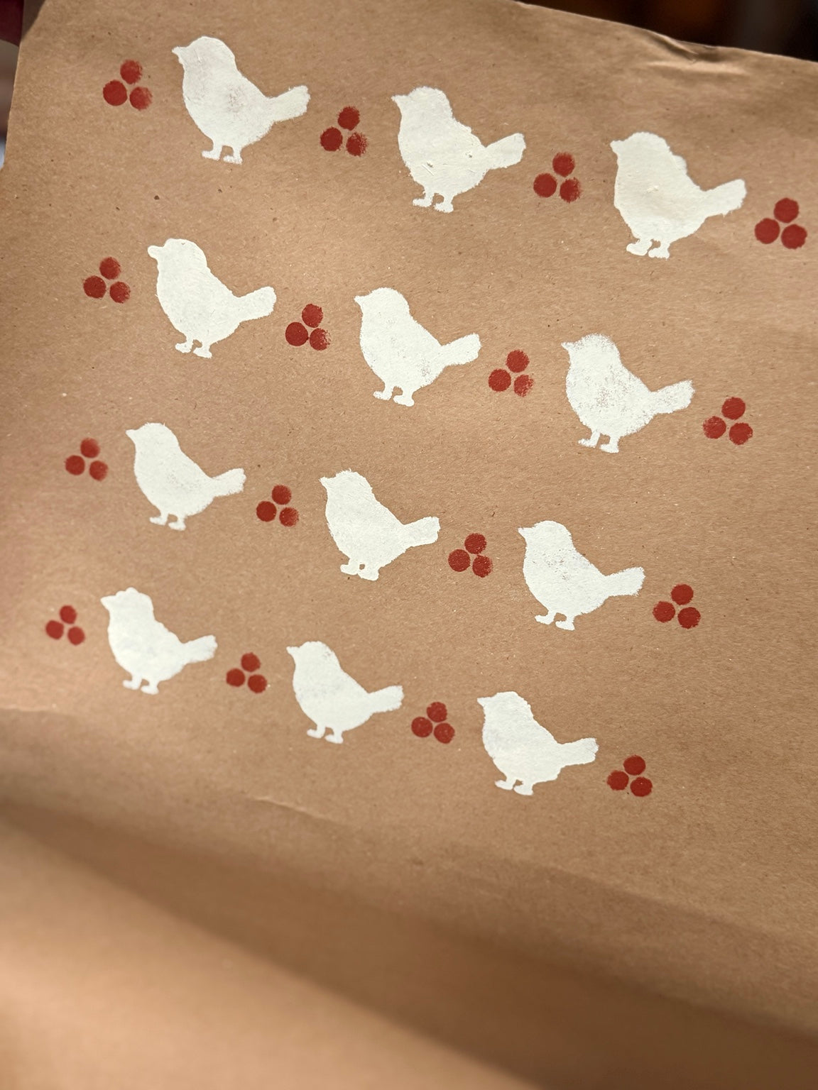 Painted Little Birds and Berries stencil 811 sample