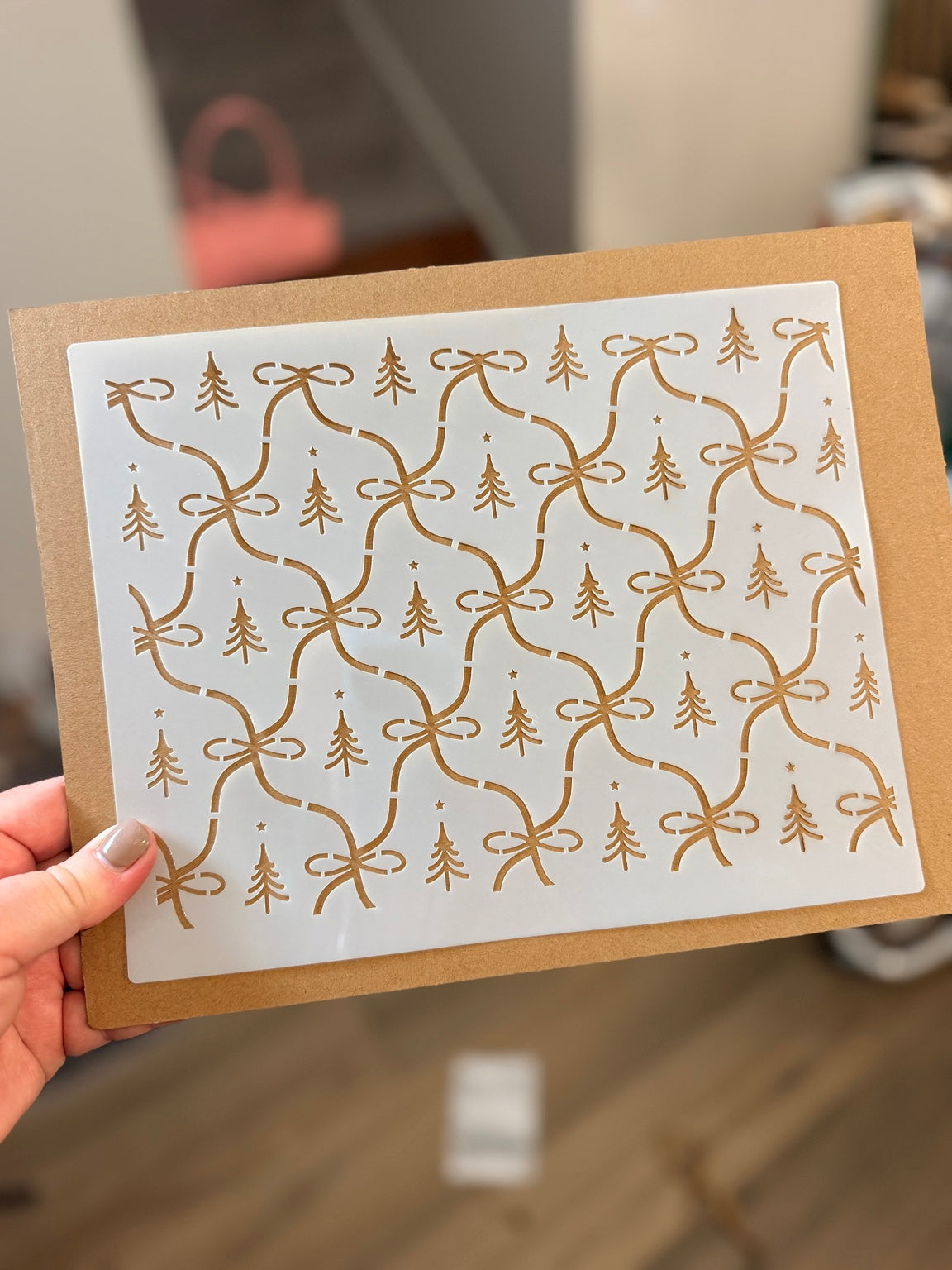 Tattered Ribbon Trellis and Trees Mylar stencil 803