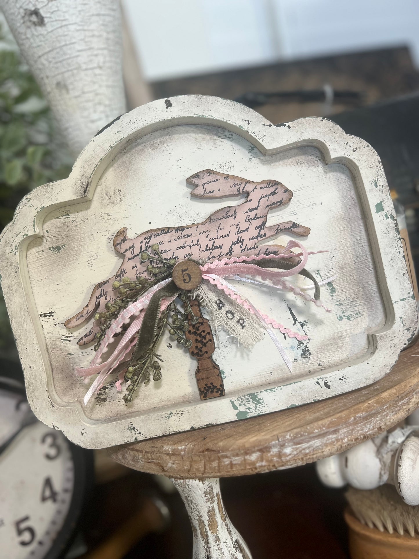 Spring Hare w/Vintage Frame and Spindle