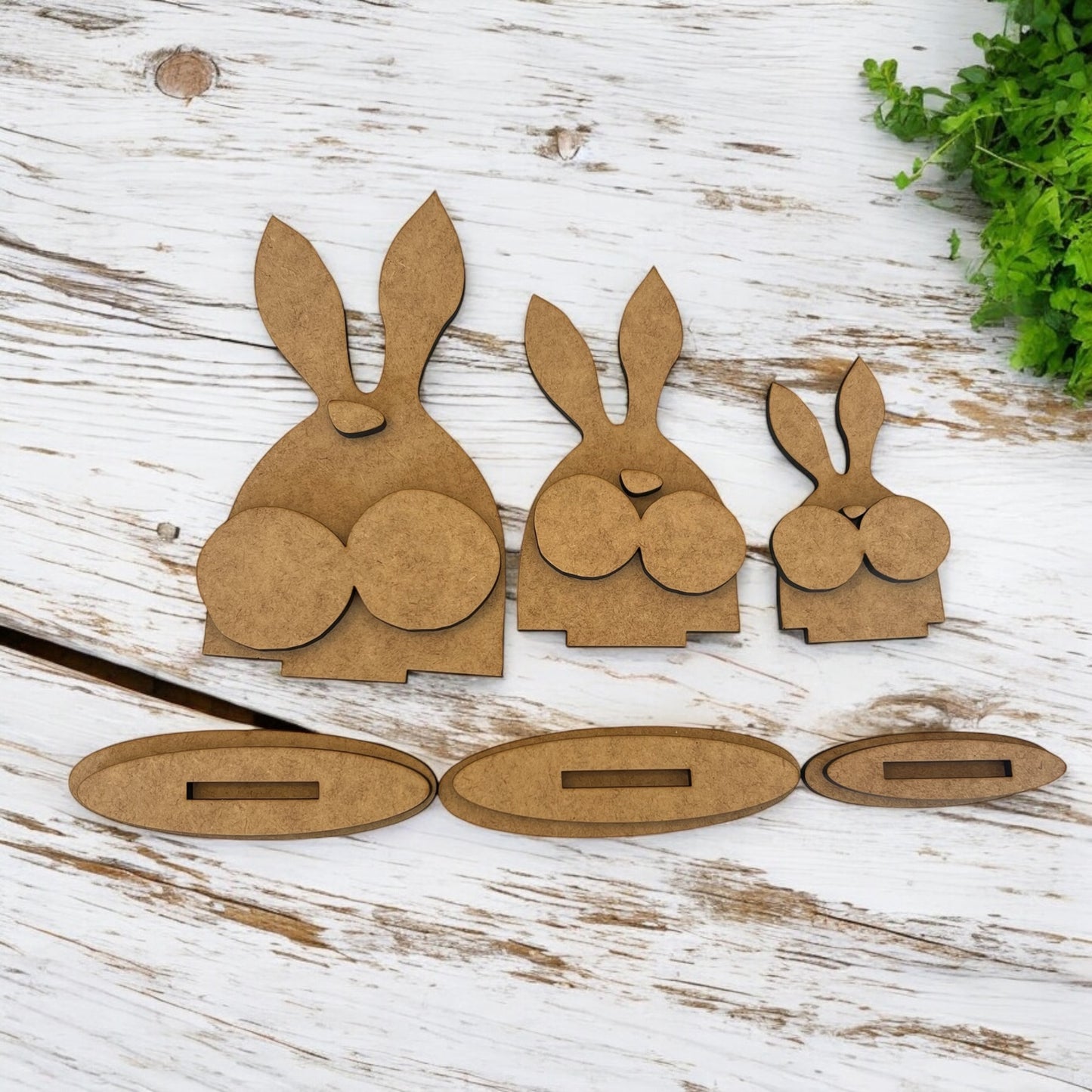 Primitive Bunny Trio on a Stand