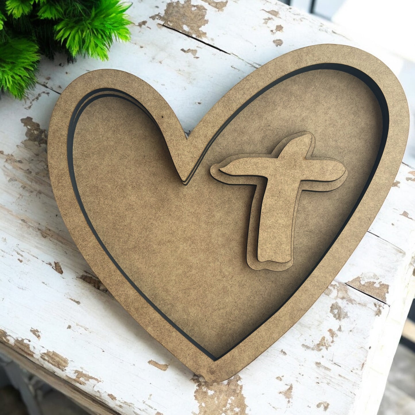 Wonky Heart Frame with a Cross