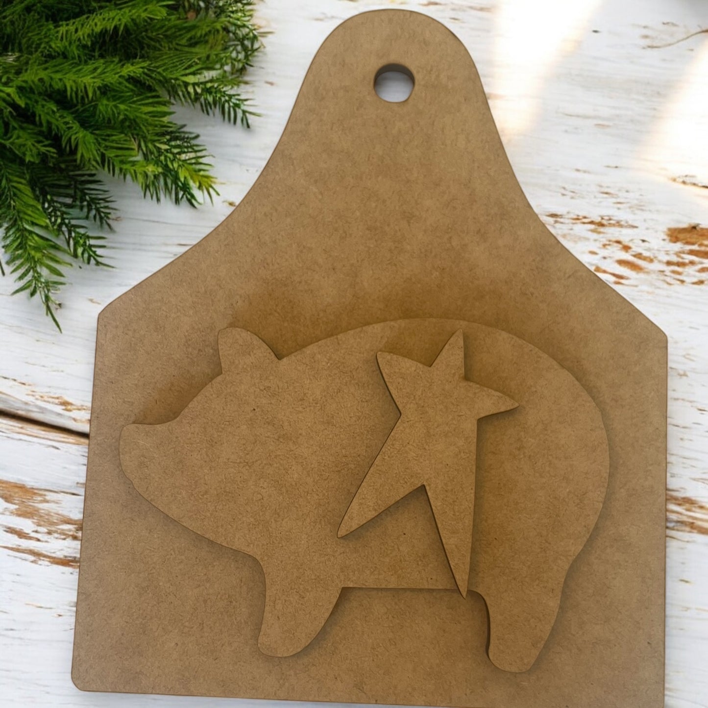 Pig and Cow Tag with Star and Heart