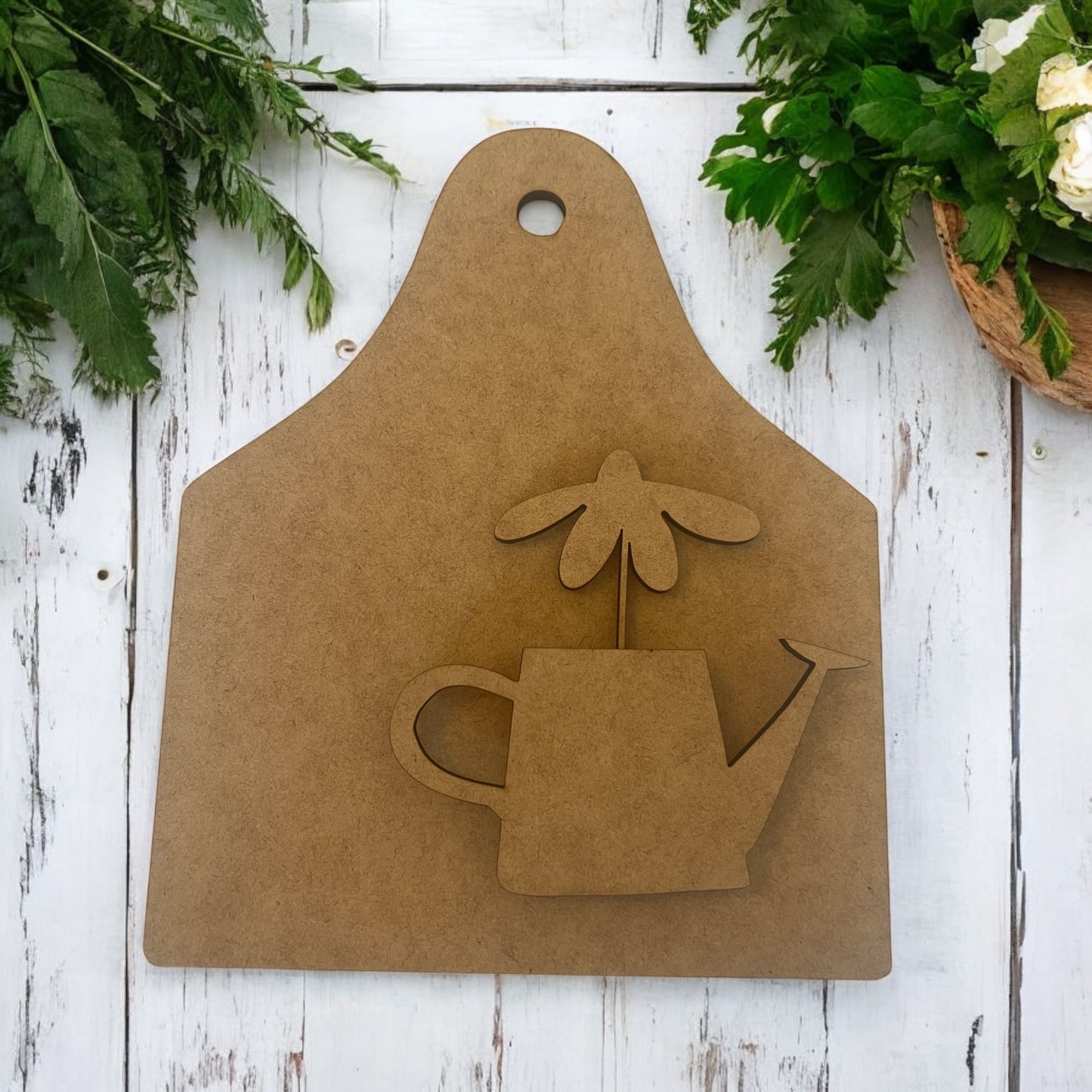 Cow Tag with Watering Can and Flower