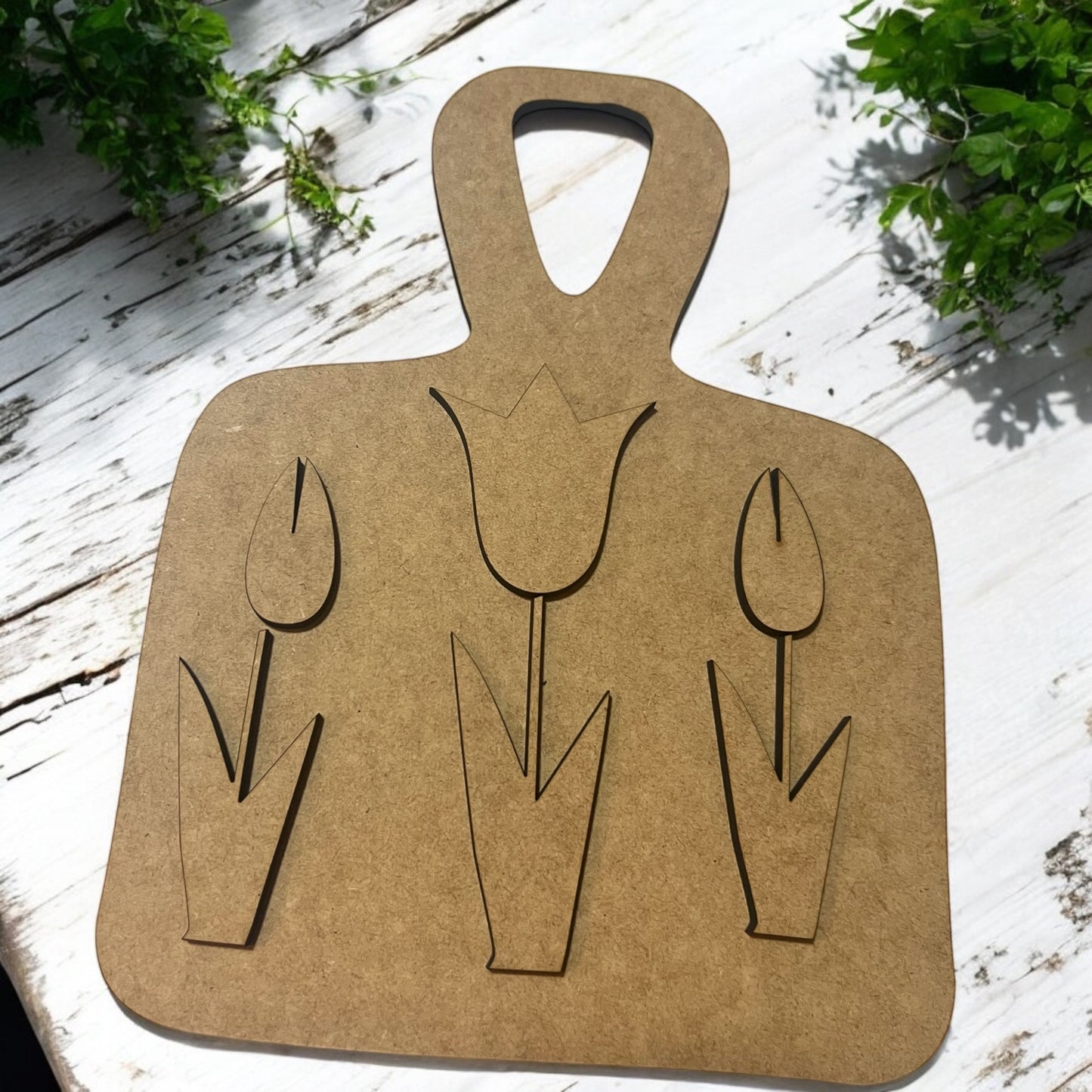 Bread Board with Spring Tulips