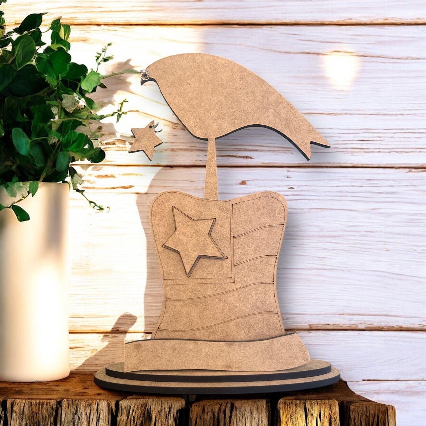 Primitive Country Uncle Sam Hat with Crow