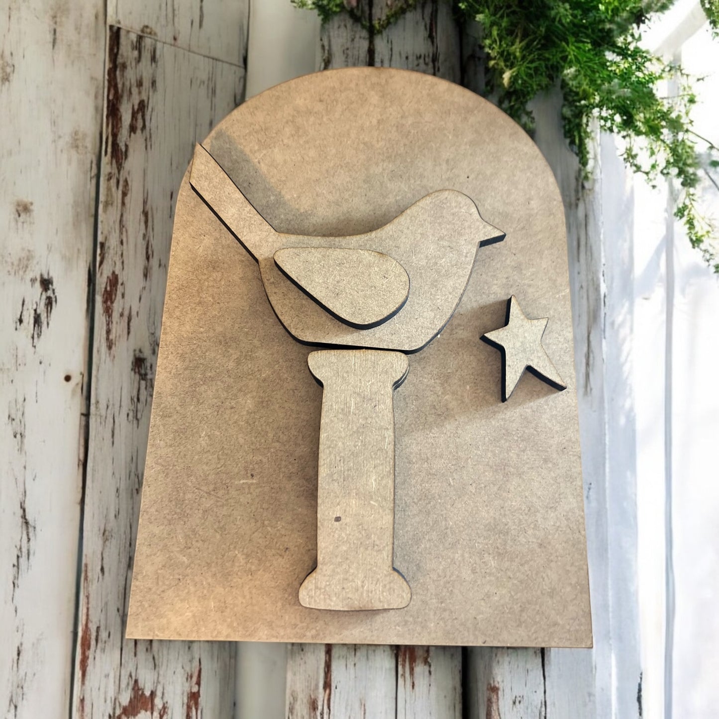 Bird on a Spool with Hanging Star Double layer Oval Interchangeable Frame Insert- INSERT ONLY