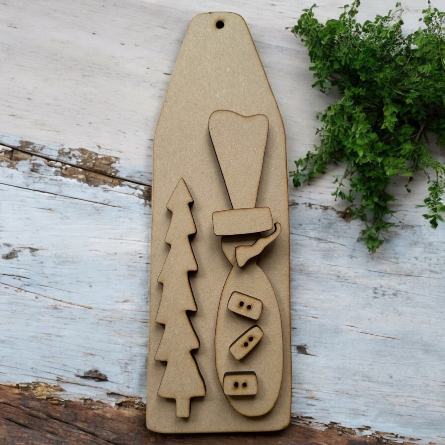 Ironing Board Snowman with Tree