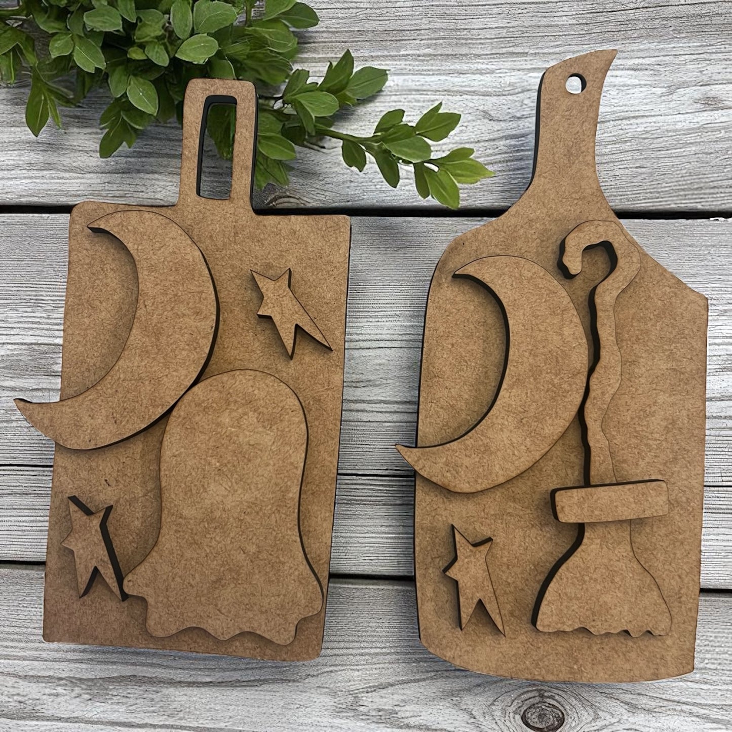Wonky Broom and Ghost Bread Boards Set #208