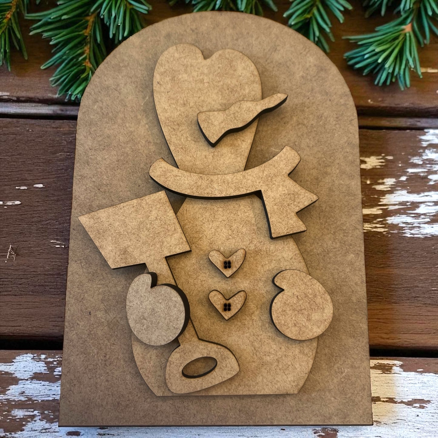 Wonky Snowman with Shovel Double Layer Oval Frame INSERT ONLY