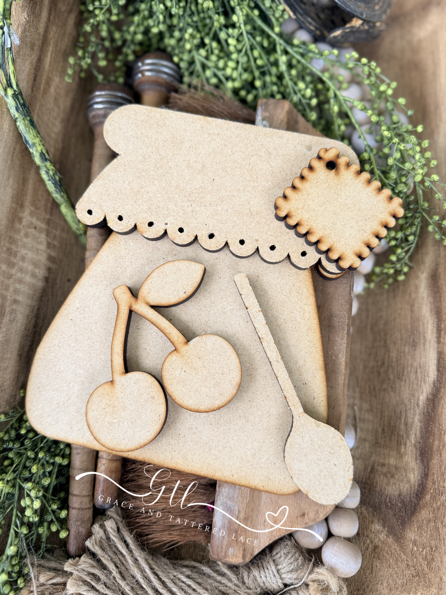 Rustic Farmhouse Jar of Cherries 619