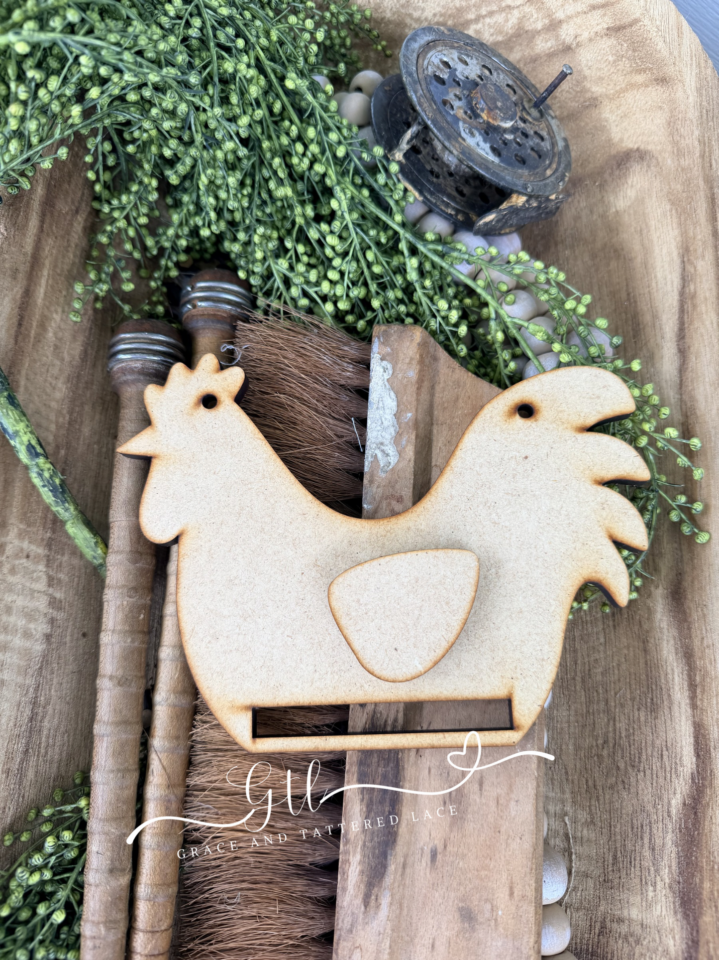Rustic farmhouse Chicken Flag_Tea Towel Holder 638