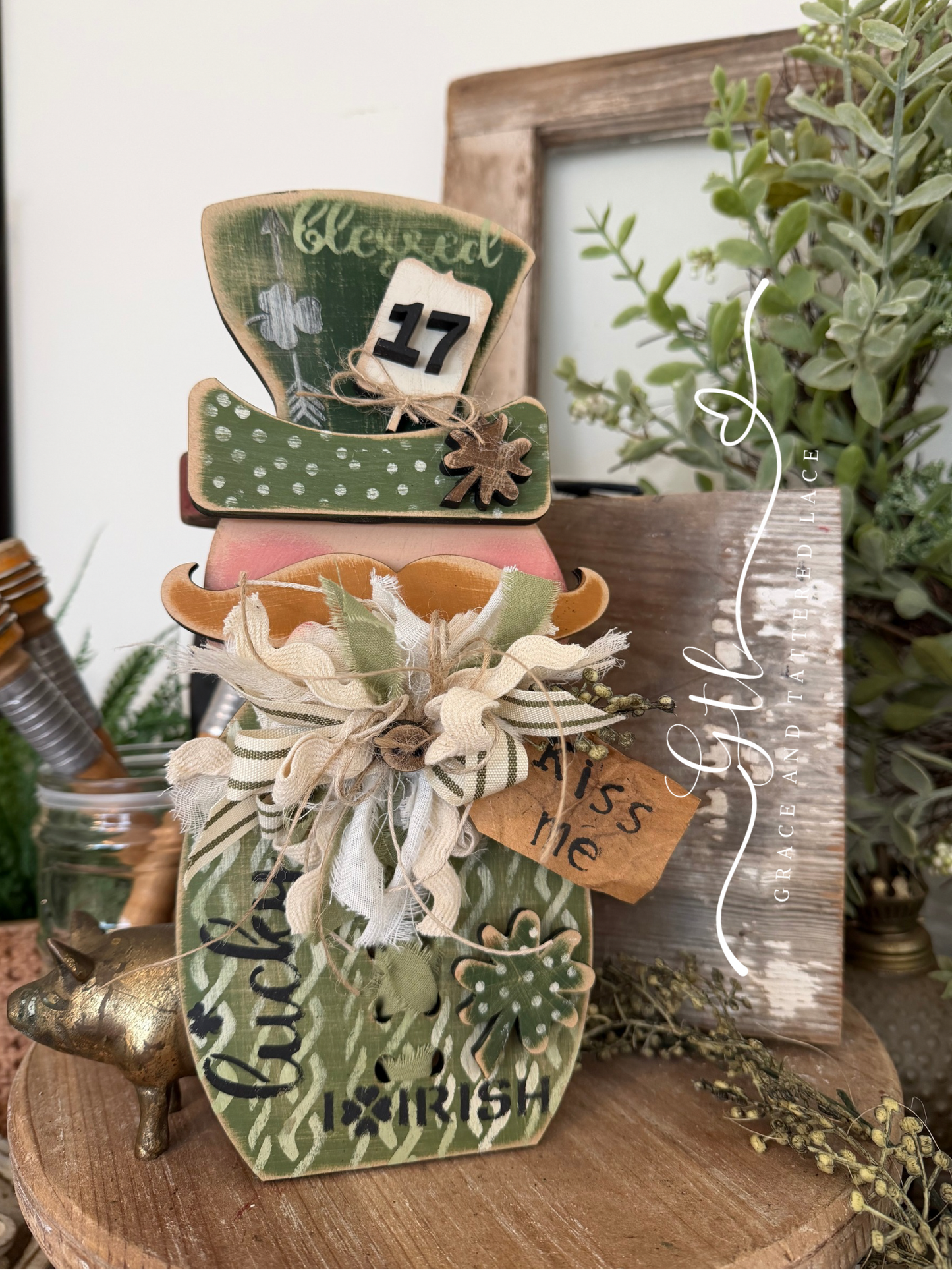 Wonky Stitched Leprechaun with Mustache 483