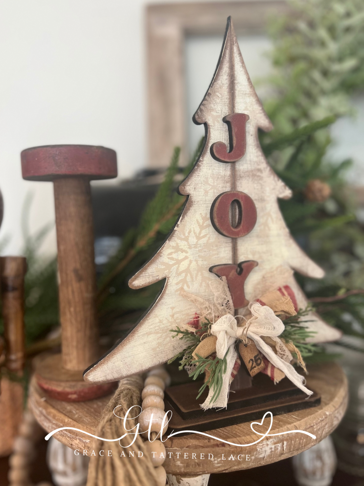 Wonky Rustic "JOY" Christmas Tree #364