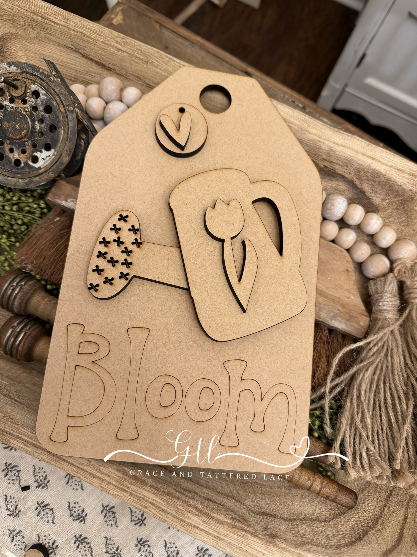 Wonky Bloom Watering Can with Tulip Tag