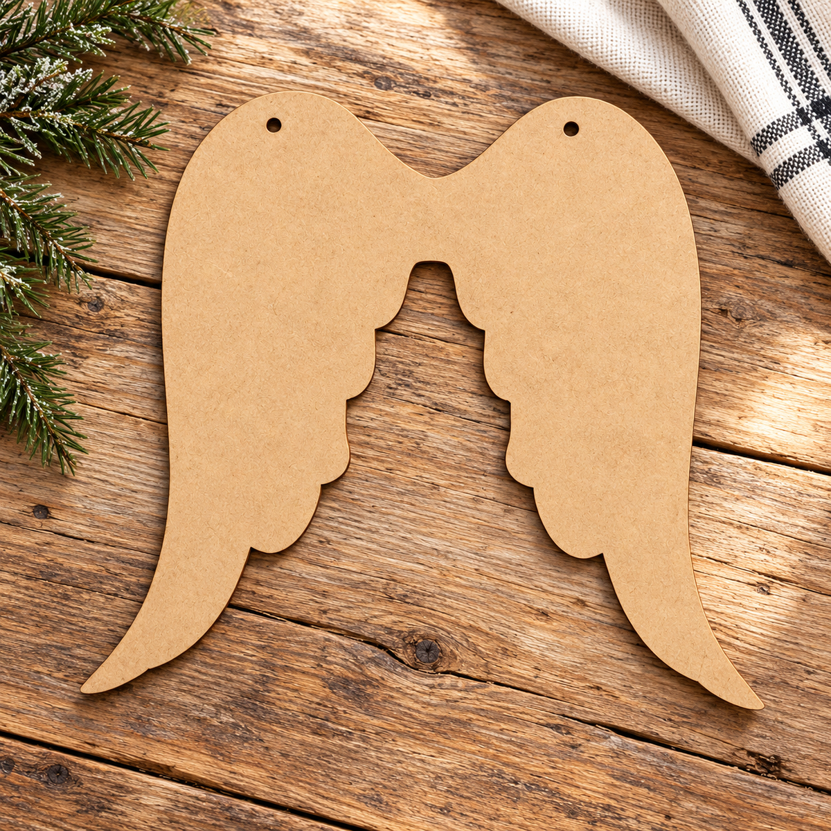 Unfinished MDF Angel Wings Hanger DIY wood kit #250 on rustic wood