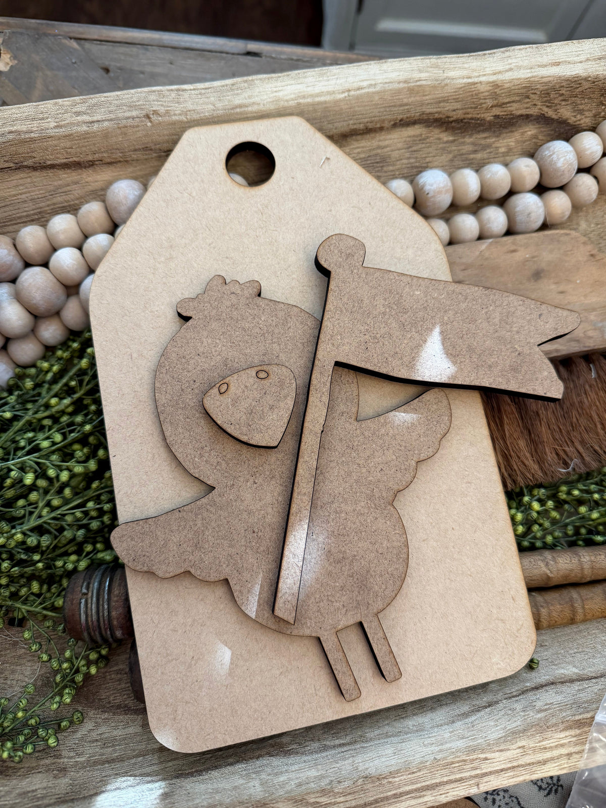 Unfinished MDF Wonky Crow with Flag #565 DIY wood kit