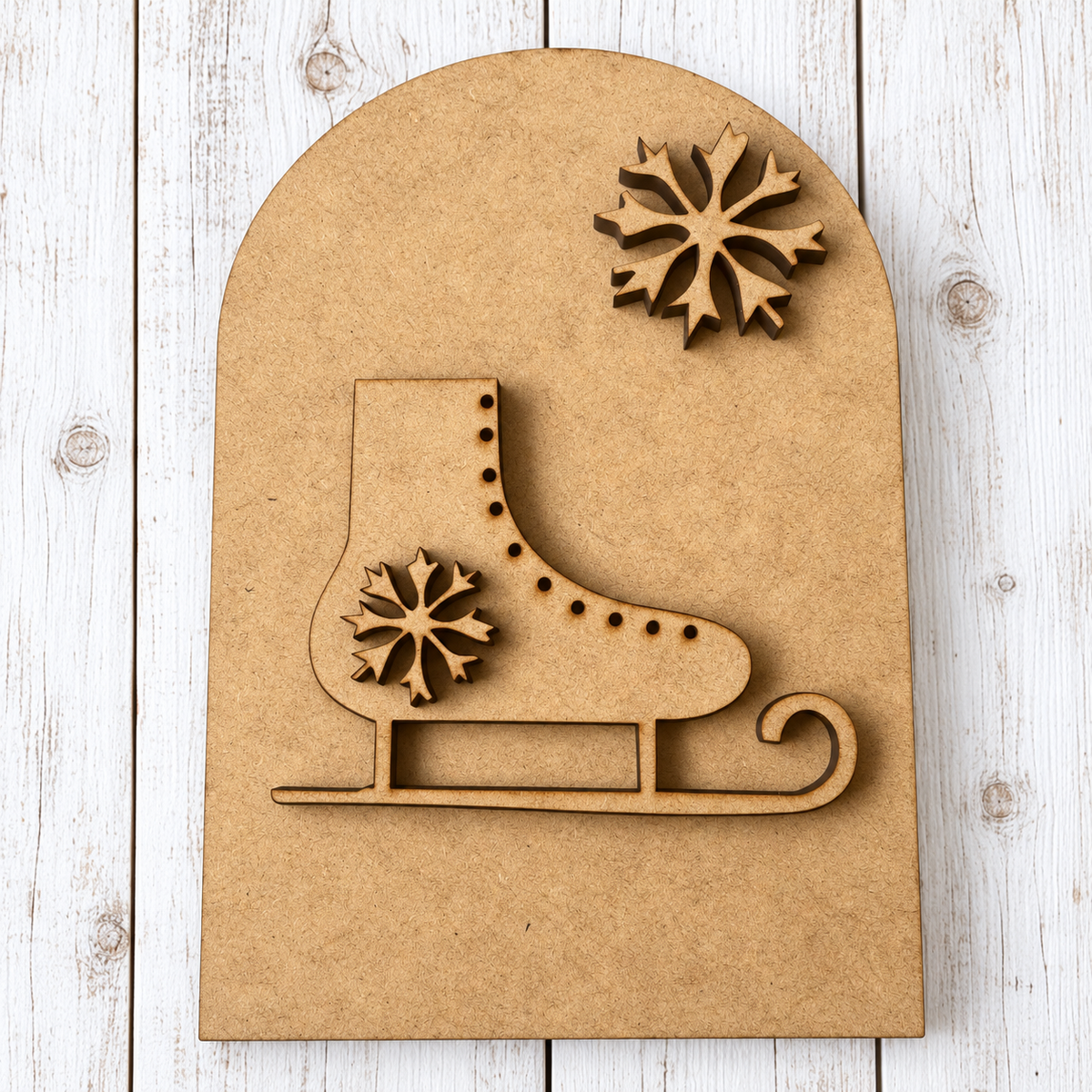 Unfinished MDF Vintage Ice Skate Double Layer Oval Interchangeable Frame insert kit