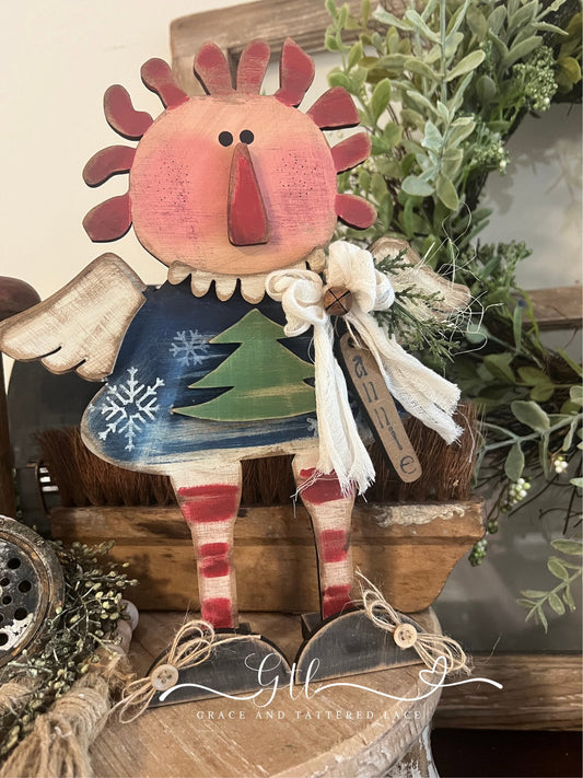 Painted example of Whimsical Wonky Annie the Angel #311 (kit ships unpainted)