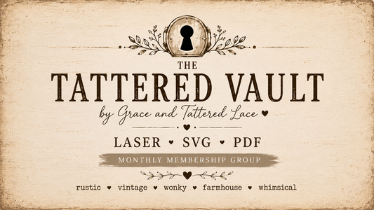 The Tattered Vault SVG and PDF membership by Grace and Tattered Lace