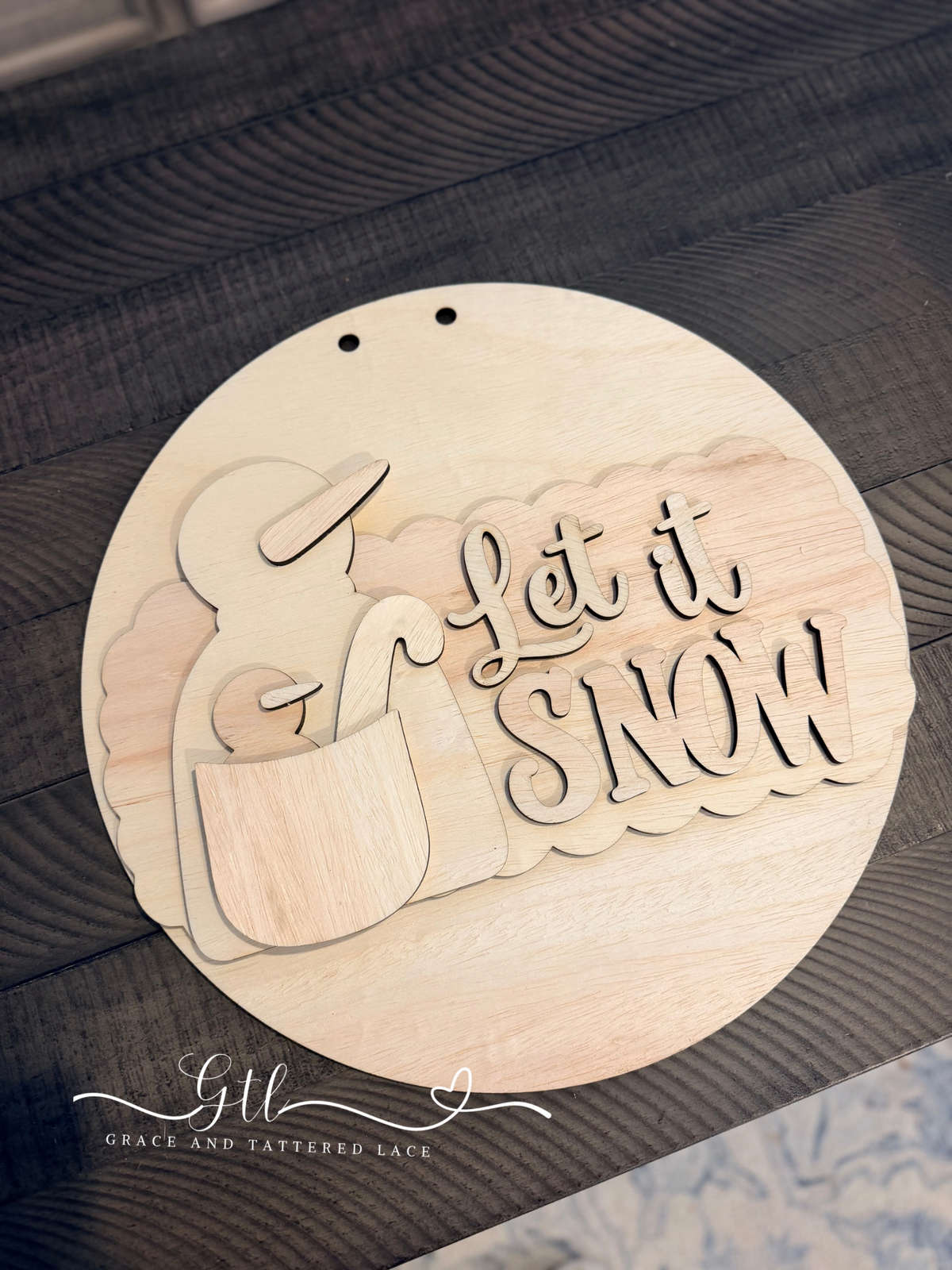 Let It Snow Pocket Snowman Door Hanger DIY Wood Kit 796