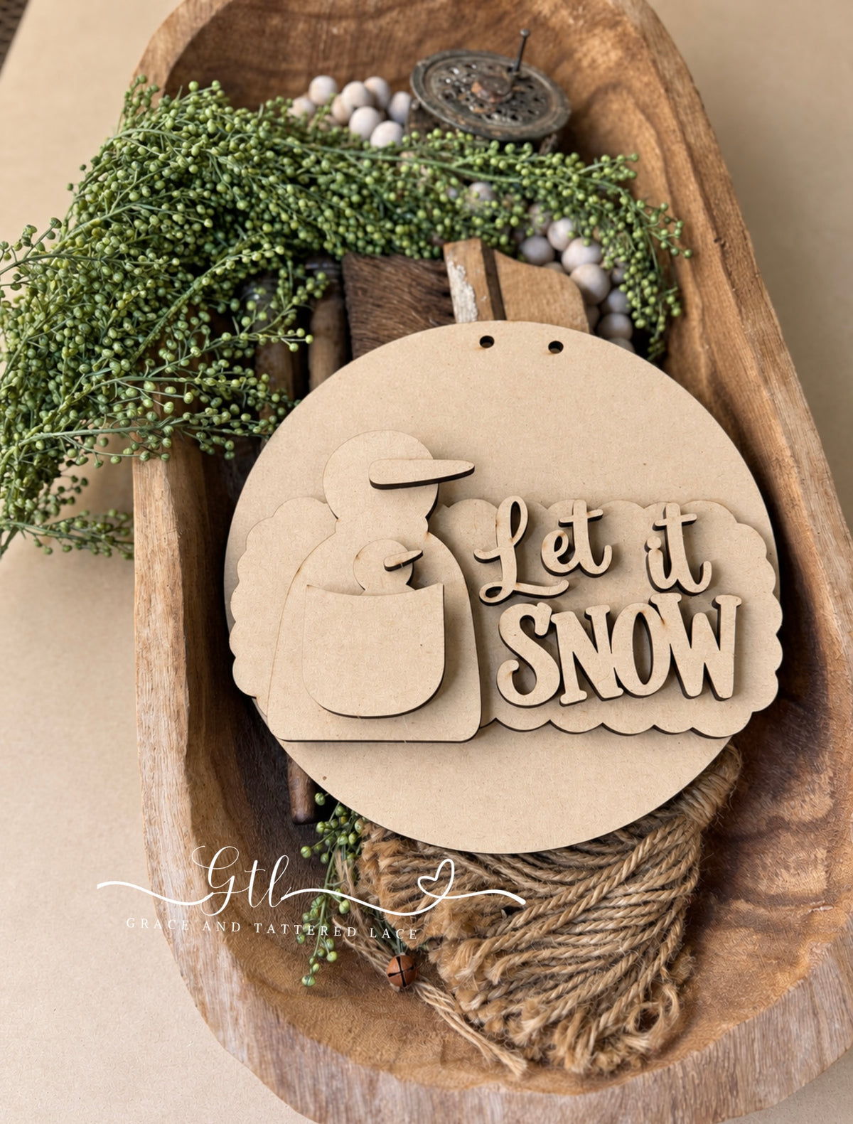 Let It Snow Pocket Snowman 8.9-inch Hanger DIY Wood Kit 798