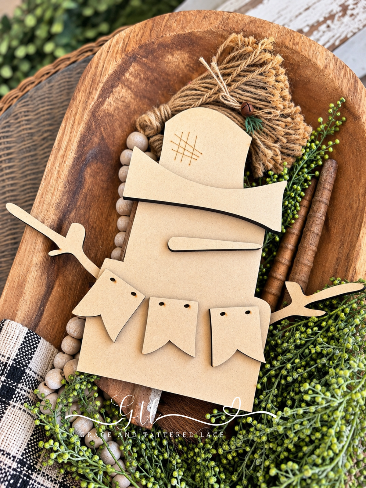 Wonky Frosty Snowman With Banner DIY Wood Kit 769