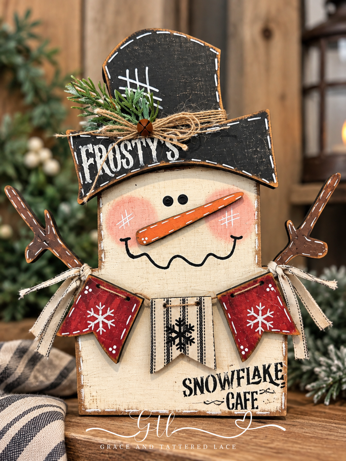 Wonky Frosty Snowman With Banner DIY Wood Kit 769