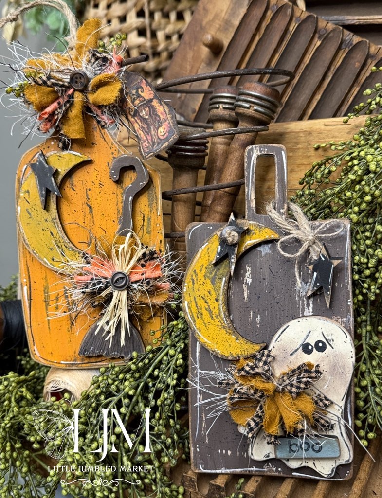Wonky Broom and Ghost Bread Boards Set #208