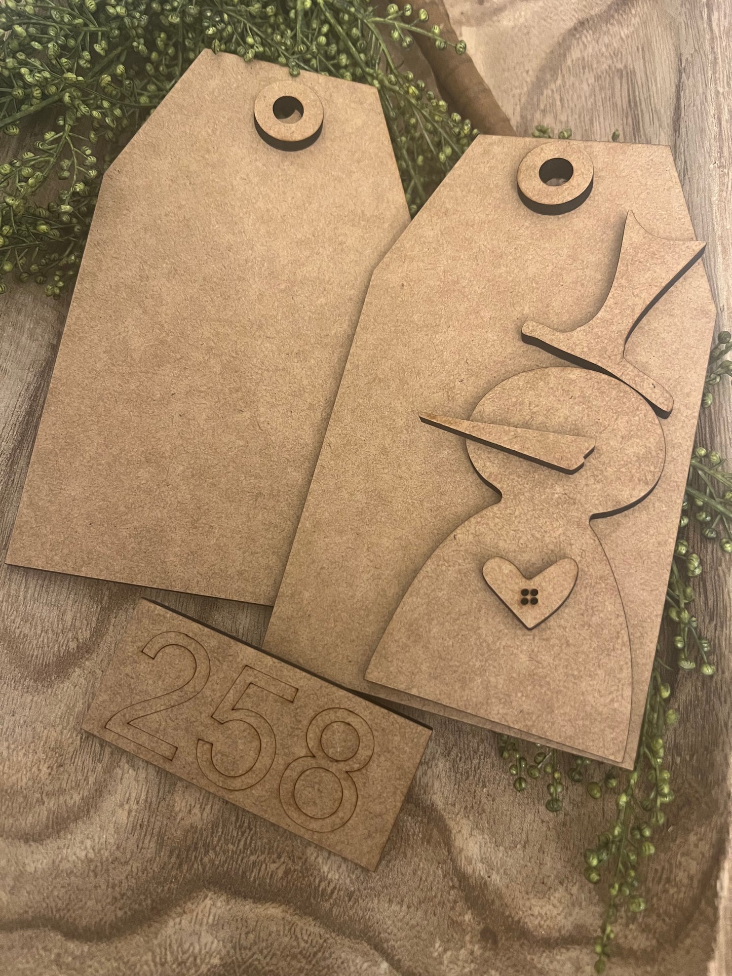 Tattered and Jumbled Rustic Snowman Tags #258 SMALL (4.5” x 7.9”)