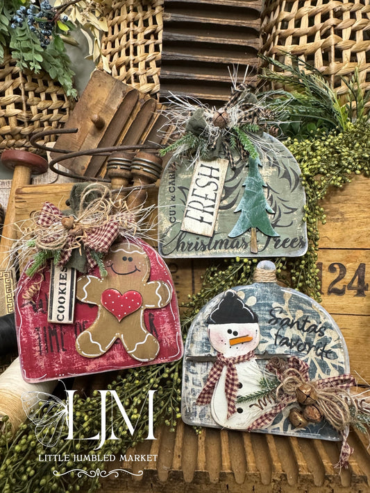 Cloche Breadboard 5.5” Jumbled Ornament set 3-pack #261