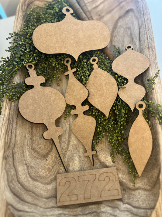 Wonky Vintage Christmas Ornament Set of 6 #272