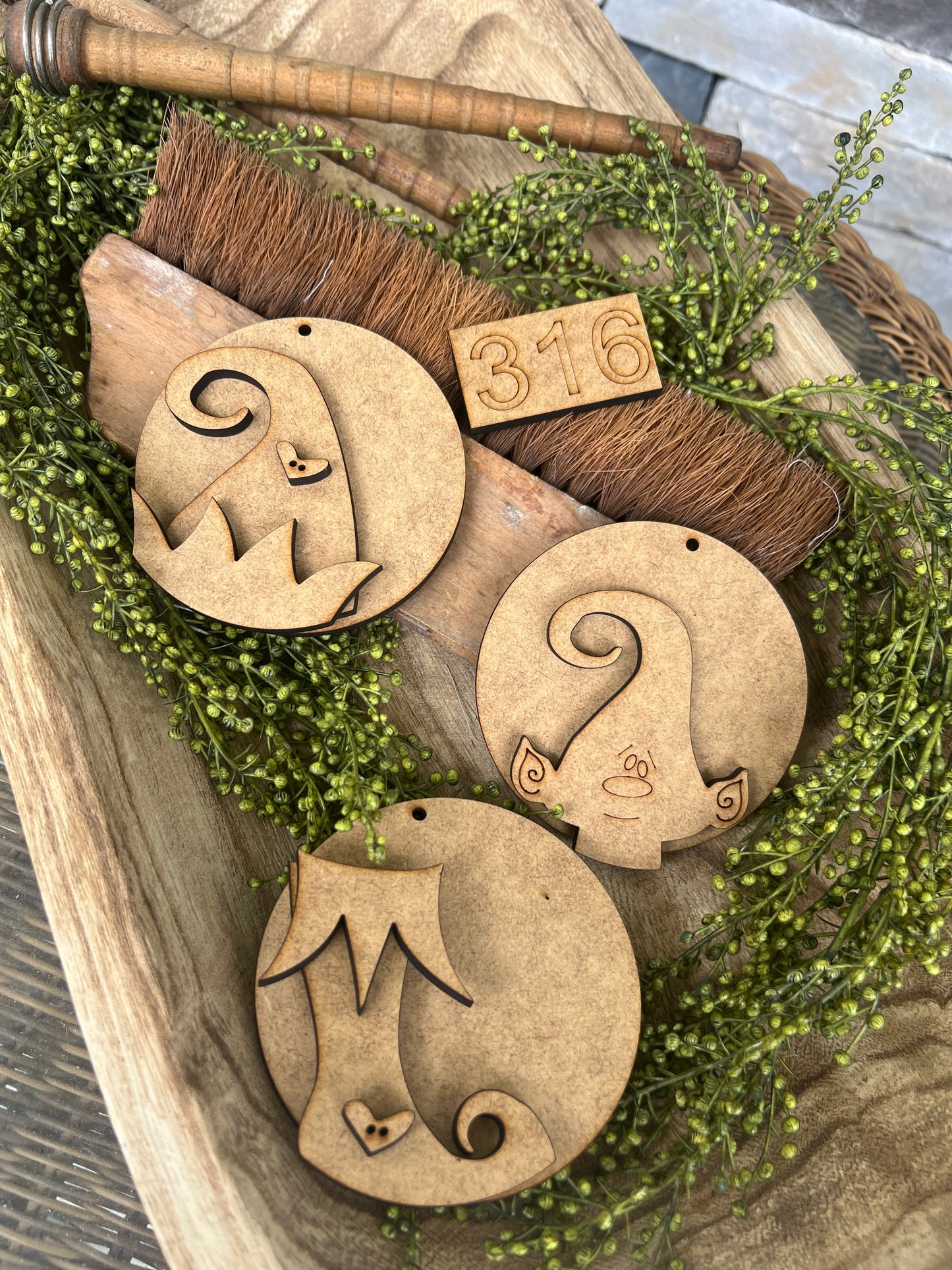 Rustic Elf Ornament Set (3 pc) #316