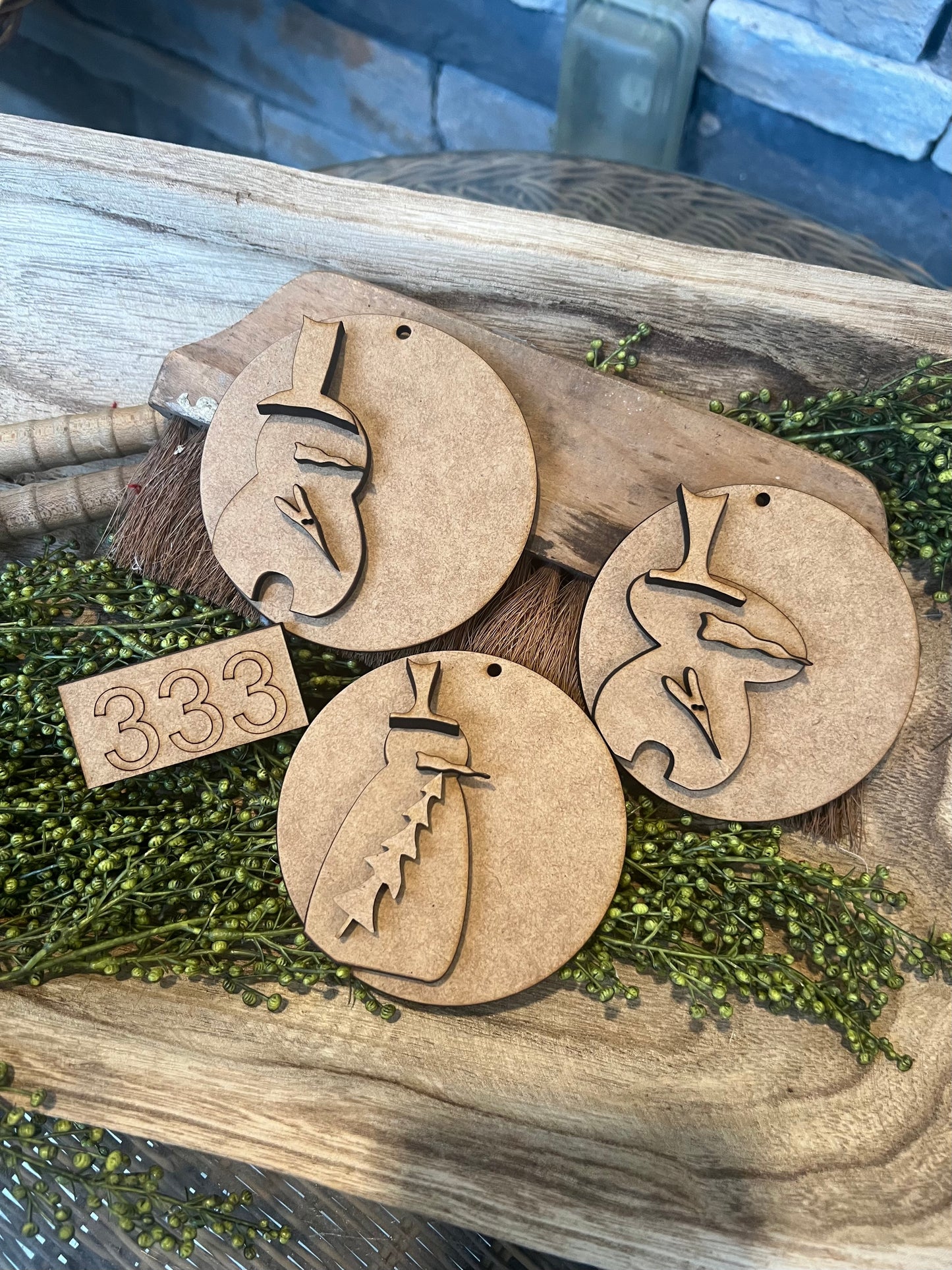 Wonky Snowman Round Ornament set (3 pieces ) #333