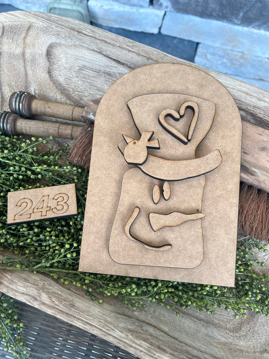 Wonky Square Snowman Oval Farmhouse Frame INSERT ONLY  #343