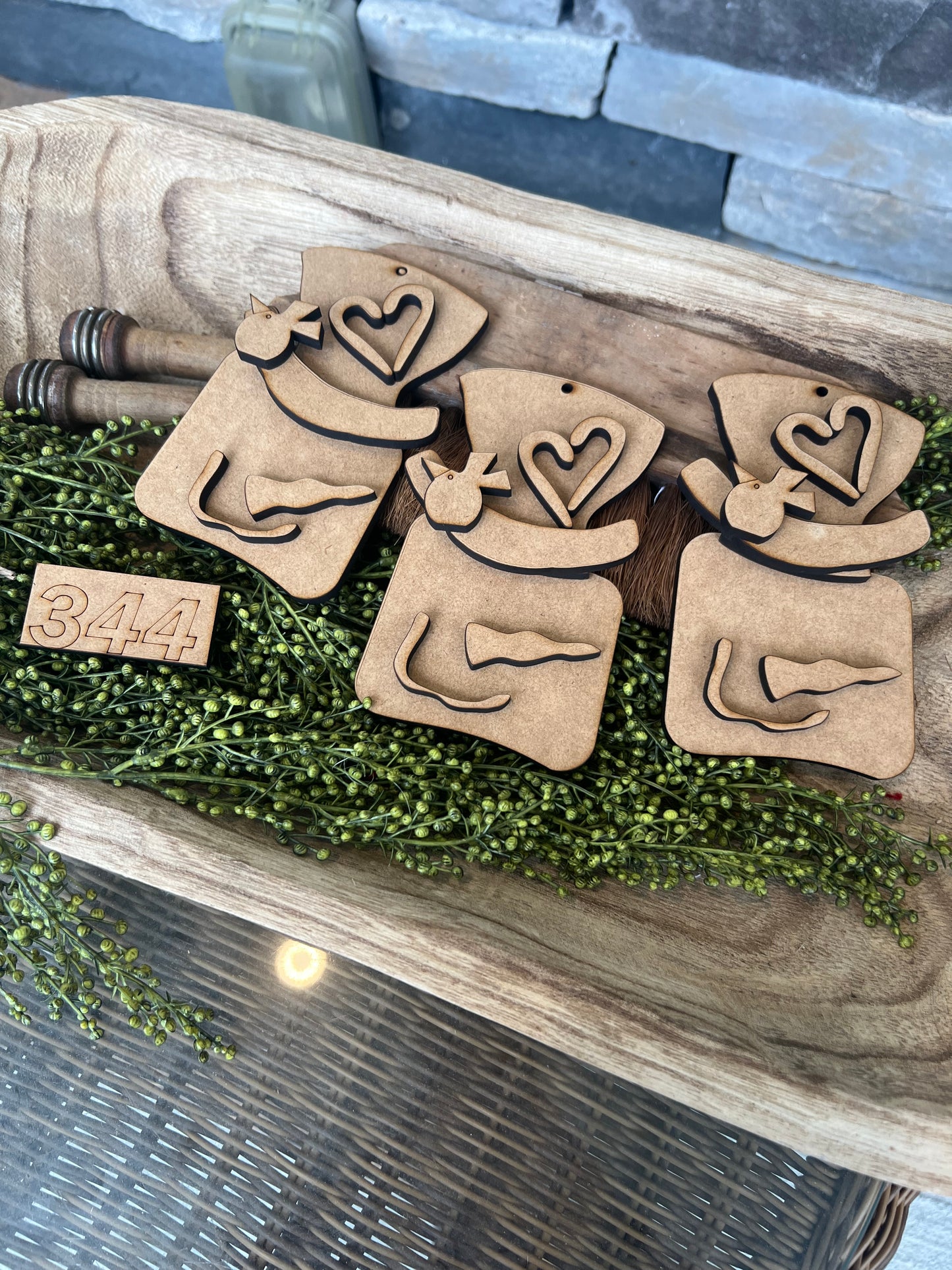 Wonky Square Snowman Ornament set (3 pieces ) #344