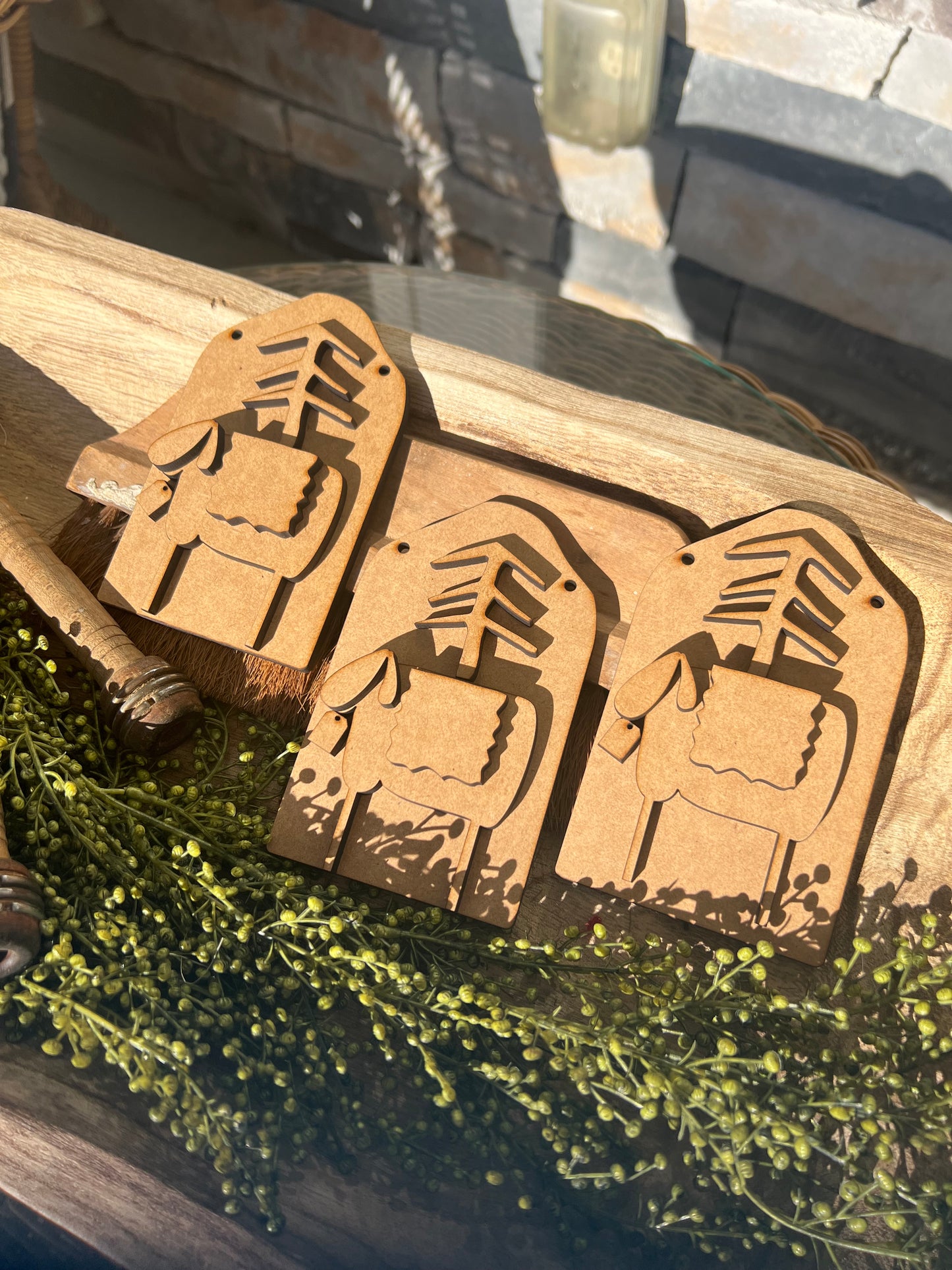 Prim Sheep with Tree Ornament Set (set of 3) #356