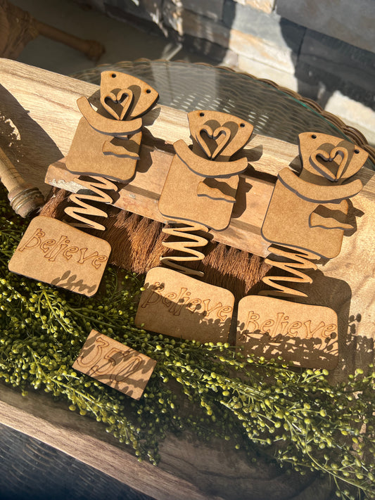 Wonky Spring Snowman in a box Ornament set (3 pieces ) #350