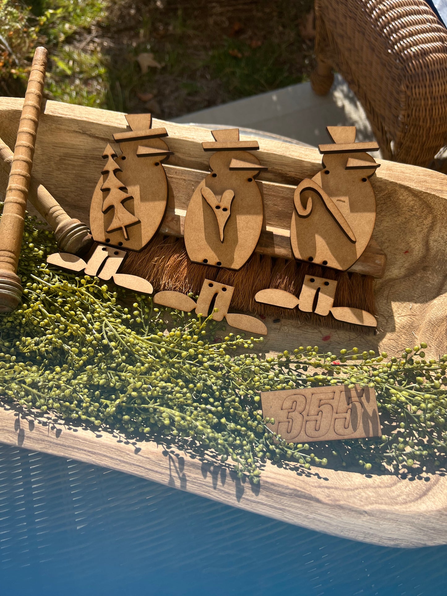 Wonky Dangling Shoes Snowman Ornament set (3 pieces ) #355