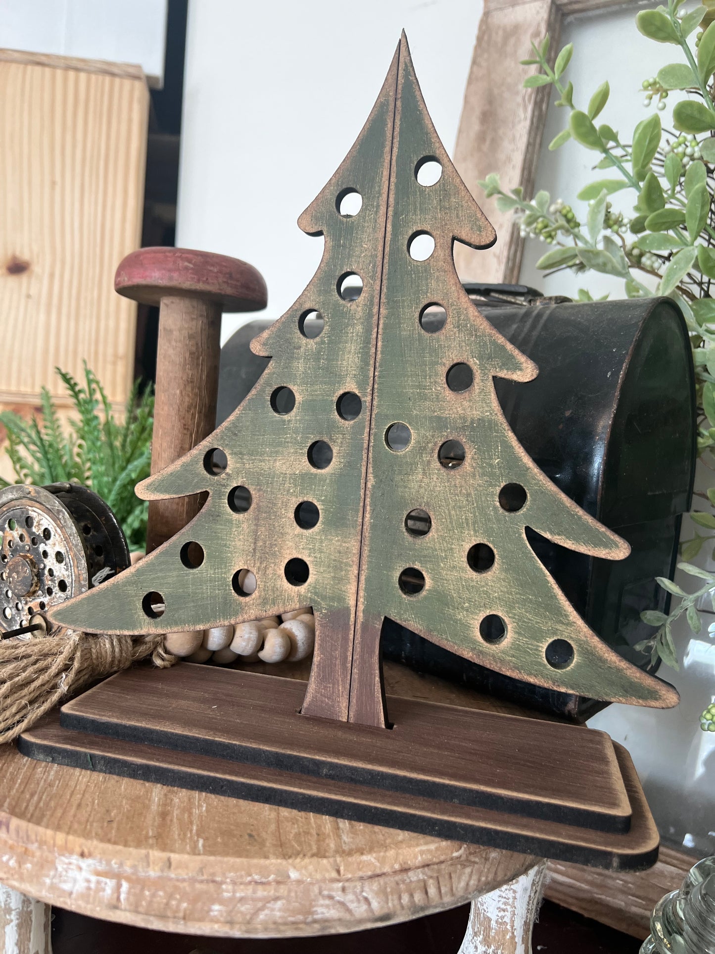 Wonky Rustic Christmas Tree For Lights With Stand #365