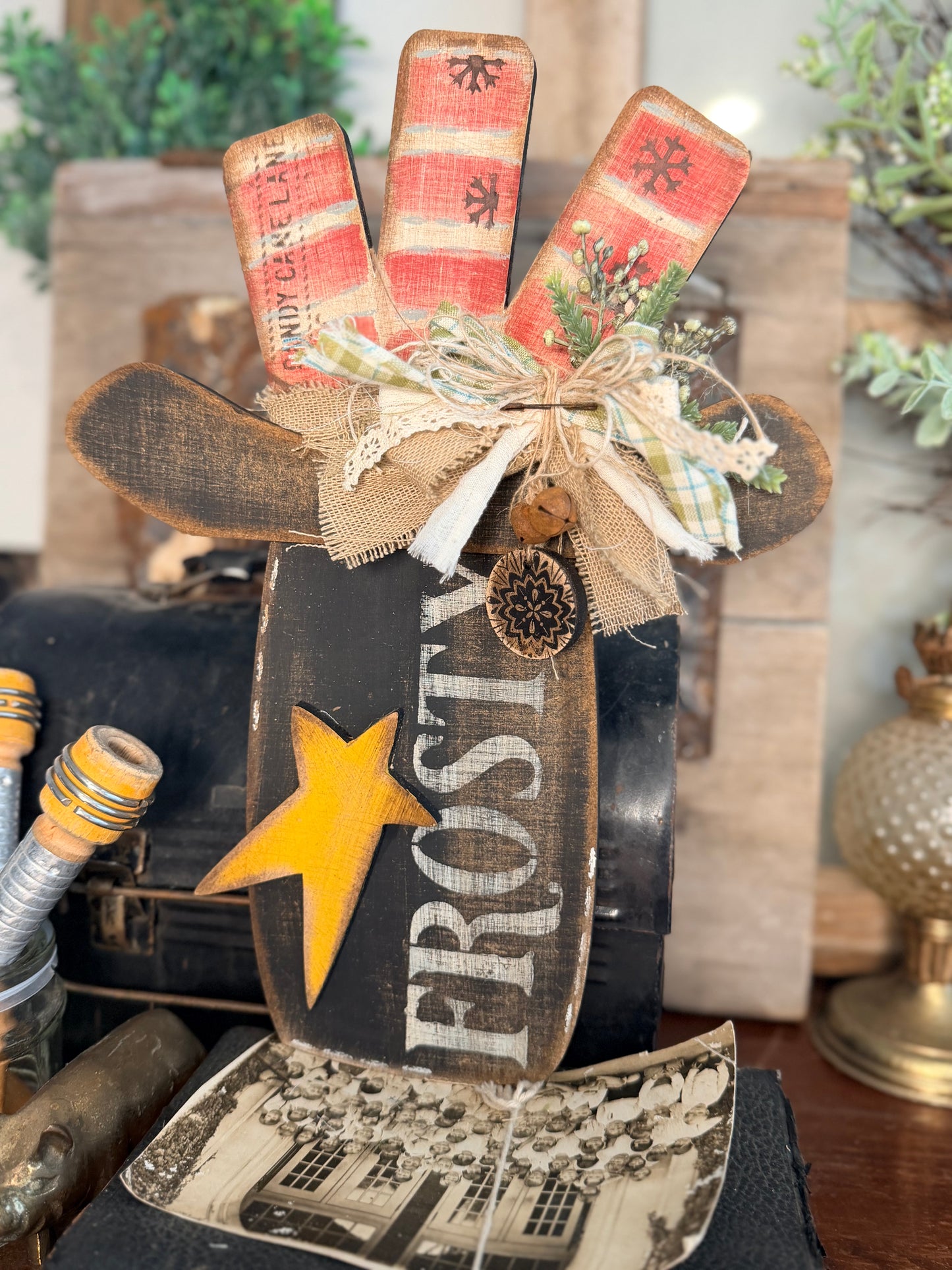 Wonky Rustic Uncle Sam Hat with Fireworks #486