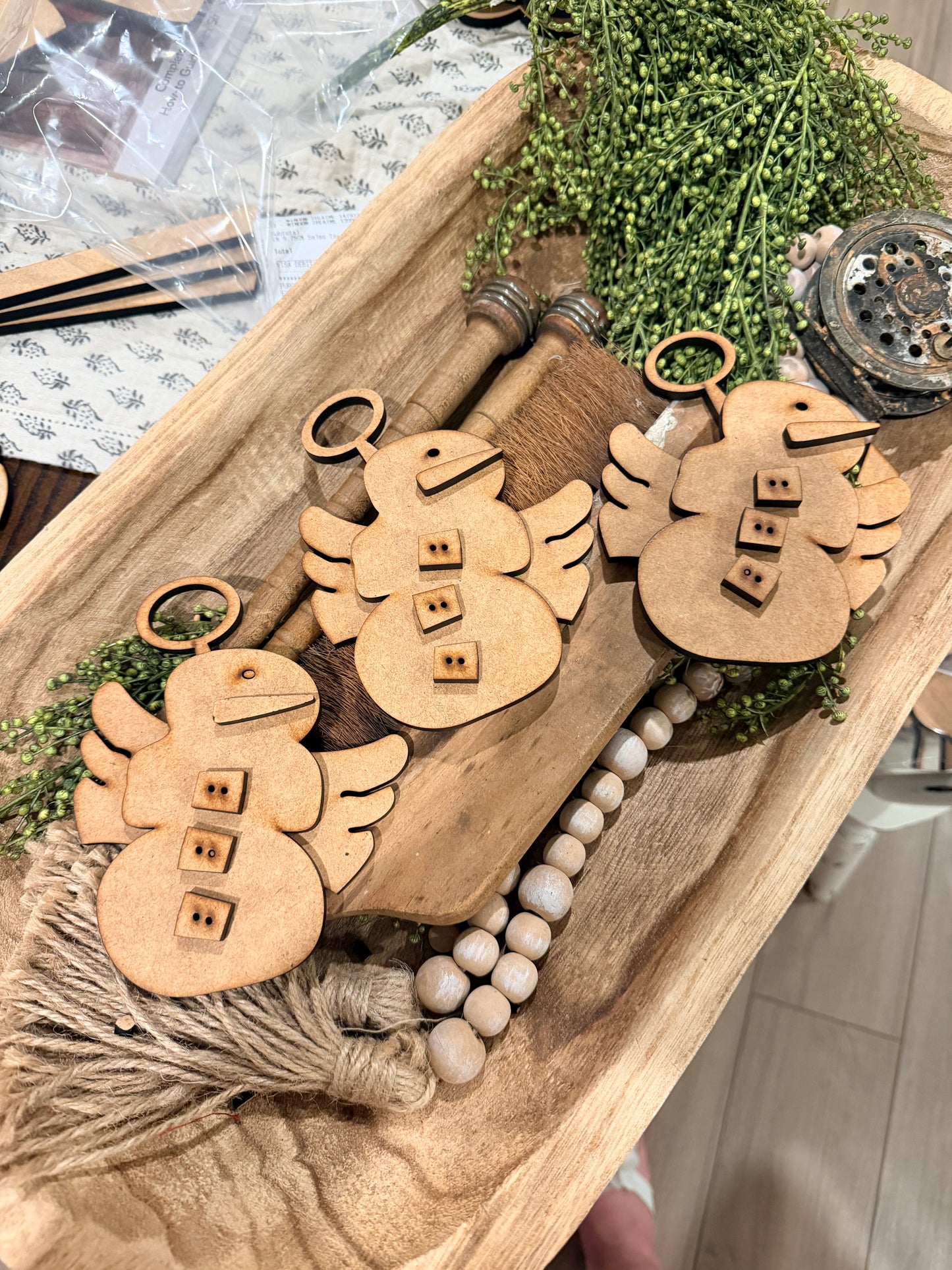 Wonky Rustic Vintage Snow Angel Ornaments 608