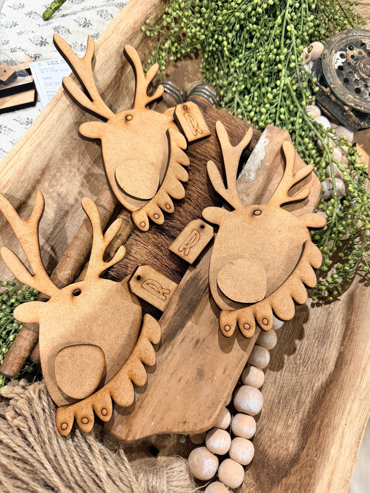 Wonky Rustic Vintage Rudolph Ornaments 609